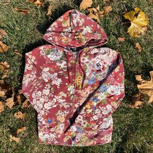 Y2K Lucky Brand Japan Embroidered Floral Hoodie